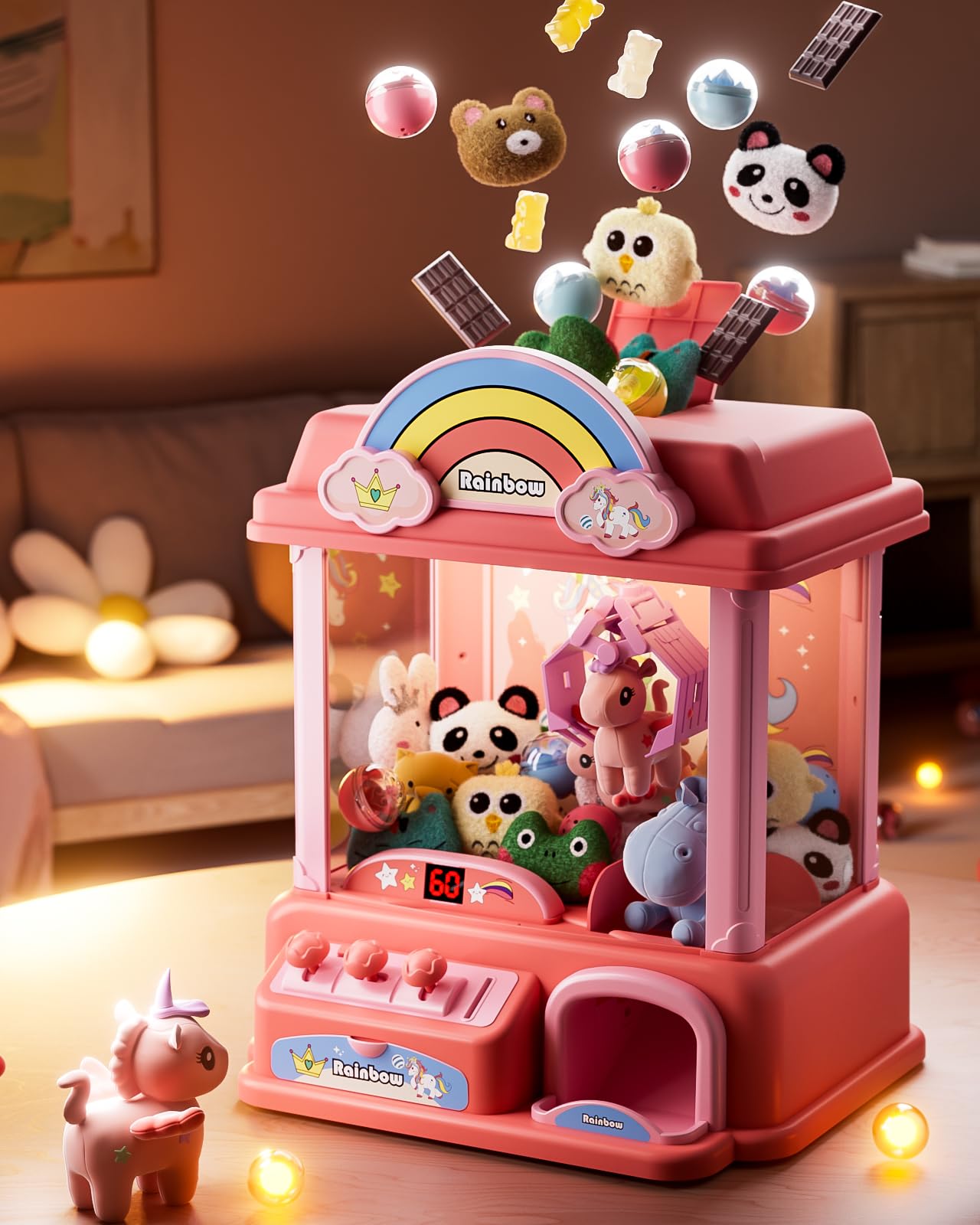 bessome Claw Machine for Kids with Mini Prizes|Candy Machine Toys for Ages 8-13 Girls and Adults|Birthday Gifts for 6 7 9 10 12 Years Old