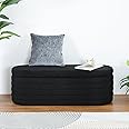 OuchTek Sherpa Bedroom Storage Bench Boucle Black Ottoman with Storage Teddy Window Bench Oval Modern Bench for End of Bed