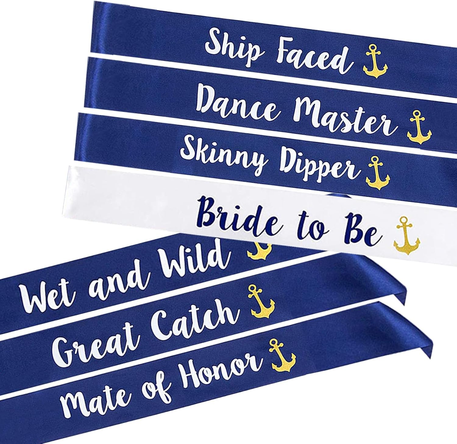STAY GENT Hen Party Sashes 7Pcs Bride to Be Sashes with 1 White Bridal Sash + 6 Navy Blue Team Bride Sashes Hen do Sash for Hen Night Bridesmaid Bride Tribe Shower Bachelorette Party Favors Decor