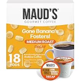 Maud&rsquo;s Decaf Banana Flavored Coffee Pods, 18ct | Decaffeinated Medium Roast Flavored Coffee in Single Serve Pods &ndash; Compatible with Keurig Coffee Makers