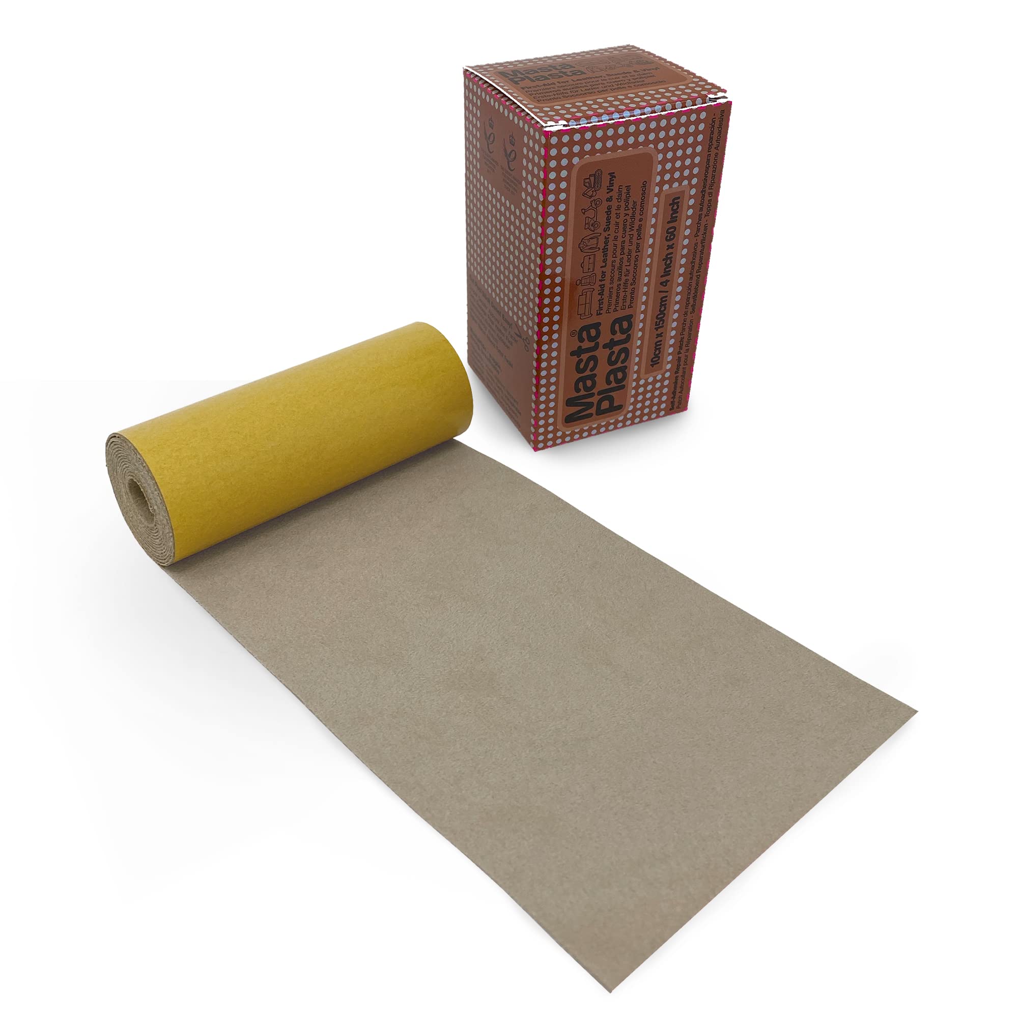 MastaPlasta Suede Repair Tape Roll - Beige 150 x 10 cm (60in x 4in).The Original Upholstery-Quality Easy All-in-One Fabric Repair Kit for Suede and Velvet. Repairs holes, burns, stains