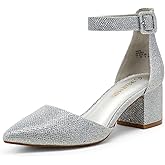 DREAM PAIRS ANNEE Pointed Toe Low Chunky Heels Pump Shoes