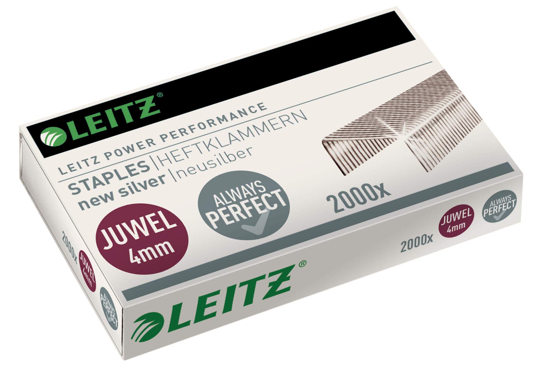 Leitz 56410000 Staples Jewel Staples Nickel Silver 4 mm Set of 2000