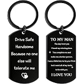 Drive Safe Keychain Anniversary Birthday Gift for Men Boyfriend Husdand | Valentine's Day Christmas Wedding Fathers Day Gift for Him Men Couple from Girlfriend Wife Stocking Stuffers