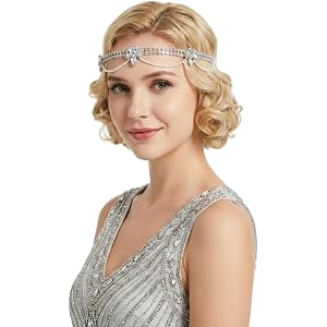Zinniday Flapper 1920s Headpiece for Women, Vintage Roaring 20s Headband Retro Flapper Hair Accessories for Cosplay Halloween