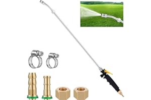 ECMLN 29 Inches Replacement Sprayer Wand,3/8" Brass Barb Universal Sprayer Wand,Stainless Steel Sprayer Parts with Shut off Valve & 2 Hose Clamps, Spray Wands for Garden Hose (Black1)