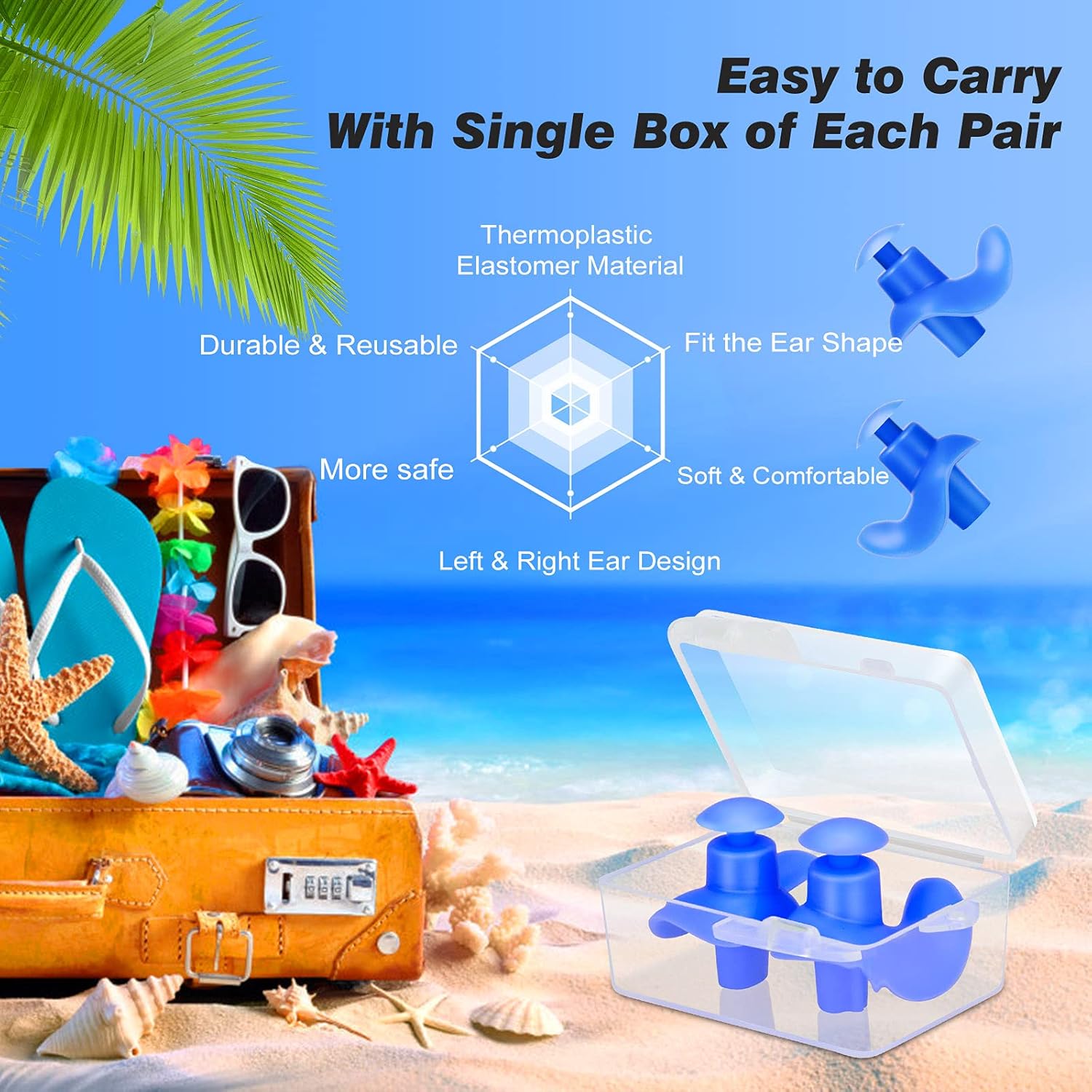 Swimming Ear Plugs, 2021 Pink Blue 4 Pairs AiBast Professional Waterproof Reusable Silicone Earplugs for Swimming Showering Bathing Surfing and Snorkeling with ​Boxes, Suitable for Kids and Adult: Health & Personal Care