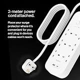 Belkin 6-Outlet Surge Protector Power Strip Wall-Mount USB-C PD 650J 2m Cord view 6