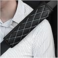 Bittwee Car Seat Belt Pads, 2PCS Leather Seatbelt Covers Protect Your Neck and Shoulder & More Comfortable Driving, Harness Pad for All Cars and Backpack Strap, Car Interior Accessories (Black/Gray)