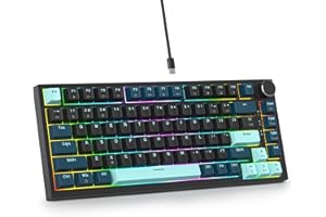 SbocKeeb 75 Percent Keyboard Gasket-Mounted with Sound Absorbing Pads, 82-Key Compact Wired RGB Mechanical Gaming Keyboard Ho