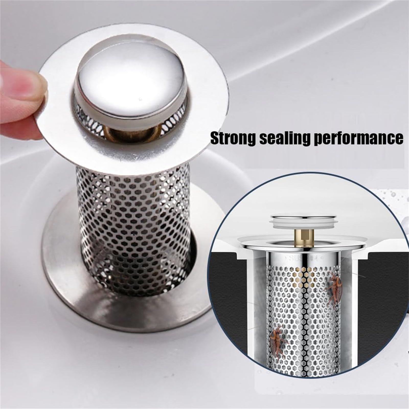 Stainless Steel Drain Stopper, Bathroom Sink Drain Strainer, Isolate ...