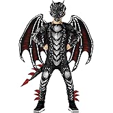 Morph Black Red Dragon Costume Kids Dragon Costume for Boys Jumpsuit Halloween Costumes for Kids