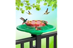 ZILOES Hummingbird Feeders for Outdoors, Big Ant Moat Perch with 8 Bee Guard Feeding Ports, Adjustable C-Clamp Stand, 13 oz Hummingbird Feeders for Outside Garden Yard