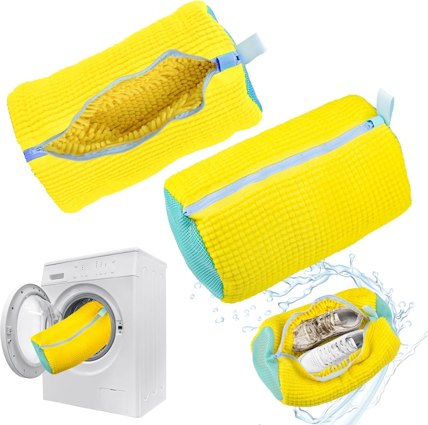 2Pcs Shoe Washing Machine Bag, Trainer Washing Machine Bag, Deep Cleaning Laundry Shoe Bags for Washing Machine, Reusable Laundry Shoe Bag with Zipper, Shoe Cleaning Bag for Canvas/Sneak