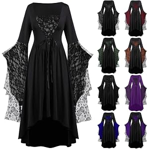 NUOLALDH Witch Costume Women Plus Size Halloween Costumes Gothic Dresses Renaissance Medieval Adult Vampire Dress 2026