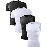 Dalavch 4 Pack Compression Shirts and Tank Tops Men Short Sleeve/Sleeveless Athletic Undershirt for Sport