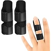 iMackky Finger Splint, Black, 2Pcs Trigger Finger Splint Brace | For Injuried Middle, Index, Ring Finger, Straightening Arthritis, Knuckle Sprain Pain Relief, Worn Overnight, Adjust