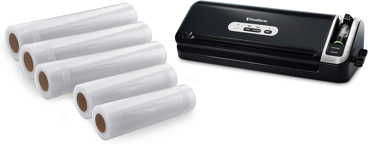 FoodSaver FM3920 Series 2-in-1 Vacuum Sealer System & FoodSaver 8" and 11" Vacuum Seal Rolls, Multipack