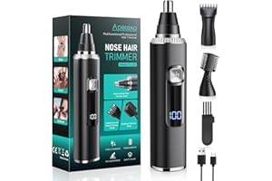 Apetexo Nose Hair Trimmer for Men and Women, Type-C Rechargeable Precision Groomer with Double-Edged Blades, Painless & IPX7 Waterproof Design for Nose, Ears, Eyebrows and Facial Hair