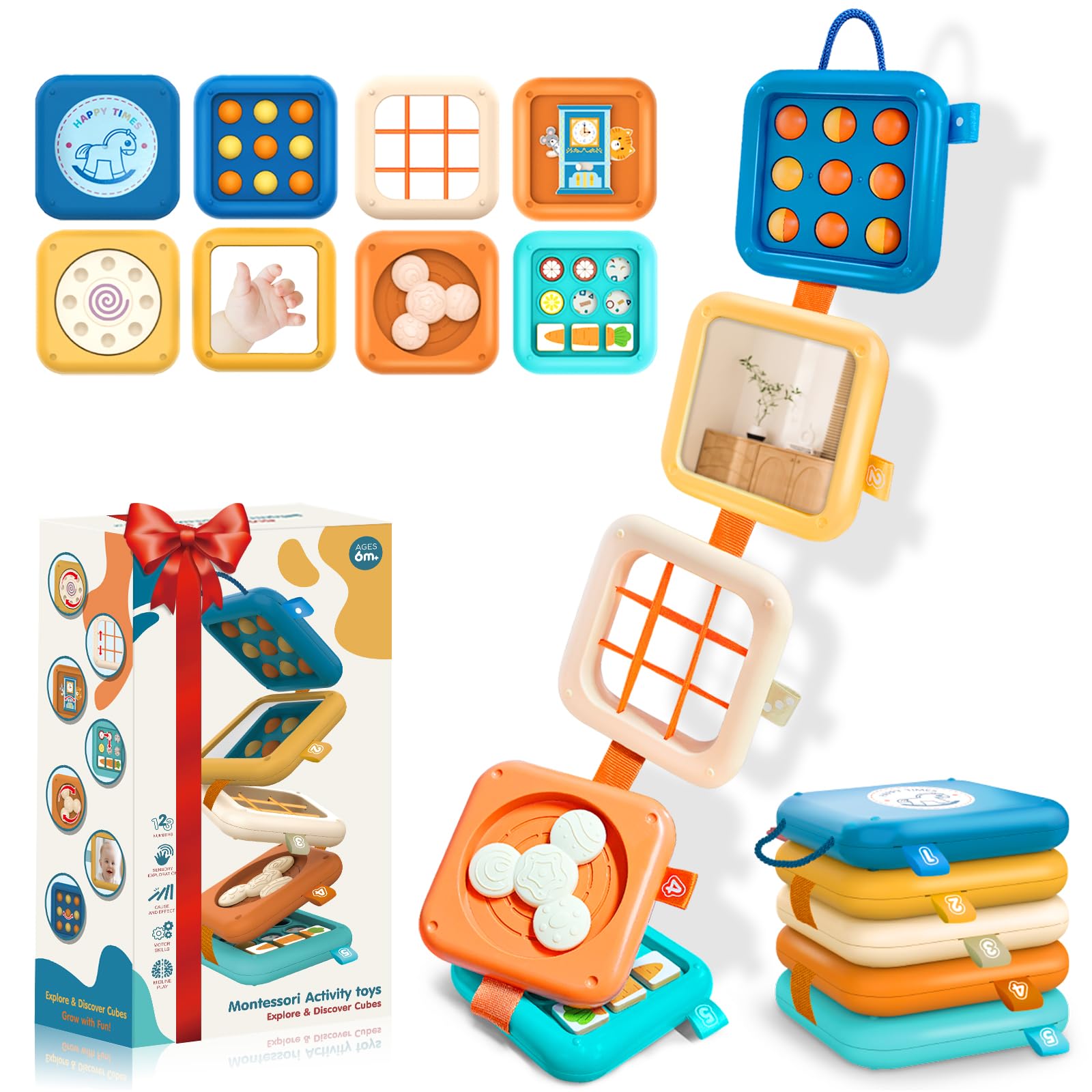 Photo 1 of Baby Travel Essential Airplane Toys for Babies 6-12 Months, 7-in-1 Montessori Fine Motor Skills Busy Board for 1 Year Old, BPA-Free Wipe Clean Car Seat Toy with No Loose Parts