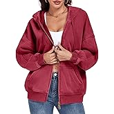 WOWULOVELY Womens and Mens Zip Up Hoodies Acid Wash Long Sleeve Oversized Sweatshirts Distressed Fleece Jacket with Pockets