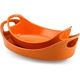 Rachael Ray Stoneware 1 – 1/4-quart and 2 – 1/4-quart OVAL Bubble & Brown Baker set Red