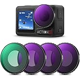 K&amp;F CONCEPT ND PL Filter Kit Compatible with DJI Osmo Action 5 Pro/Action 4 | 4Pack CPL ND8 ND16 ND32 Screw On Polarizing Neutral Density Filter, HD Optical Glass/Multi-Coated/Metal Frame FD131