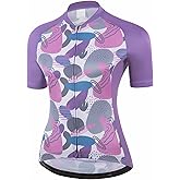 qualidyne Women's Cycling Jersey Short Sleeve with Rear Pockets Full Zipper Bike Shirts Quick Dry Biking Bicycle Jersey