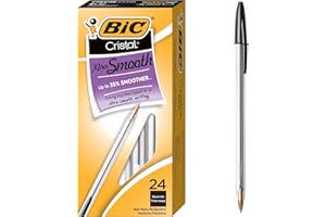 BIC Cristal Xtra Smooth Black Ballpoint Pens, Medium Point (1.0mm), 24-Count Pack, Extra Smooth and Reliable Ballpoint Pens