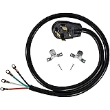 Certified Appliance Accessories 30-Amp Appliance Power Cord, 4 Prong Dryer Cord, 4 Color Coded Wires with Eyelet Connectors, 