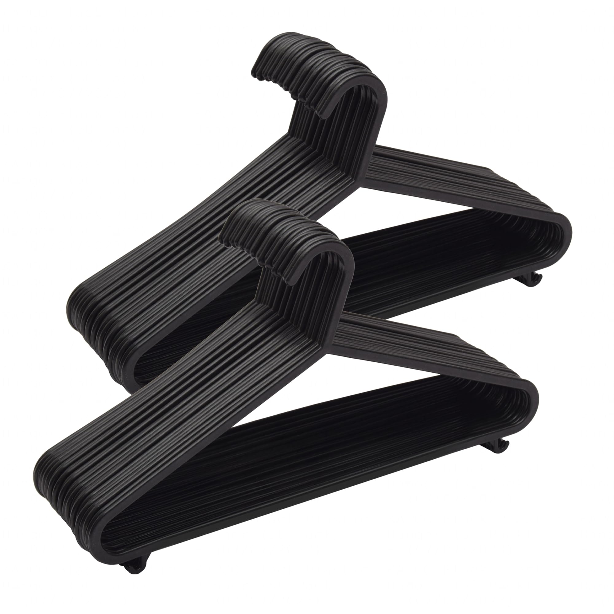 KAPCO Black Plastic Clothes Hangers – 50 Pack Strong Adult Coat Hangers as Wardrobe Organiser | Space Saving, Slim for Clothes Rail & Storage | Durable Hanger with Trouser Bar & Hooks | Bulk Buy