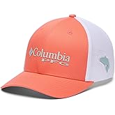 Columbia Unisex PFG Logo Mesh Ball Cap, Melonade/White/Redfish, XX-Large