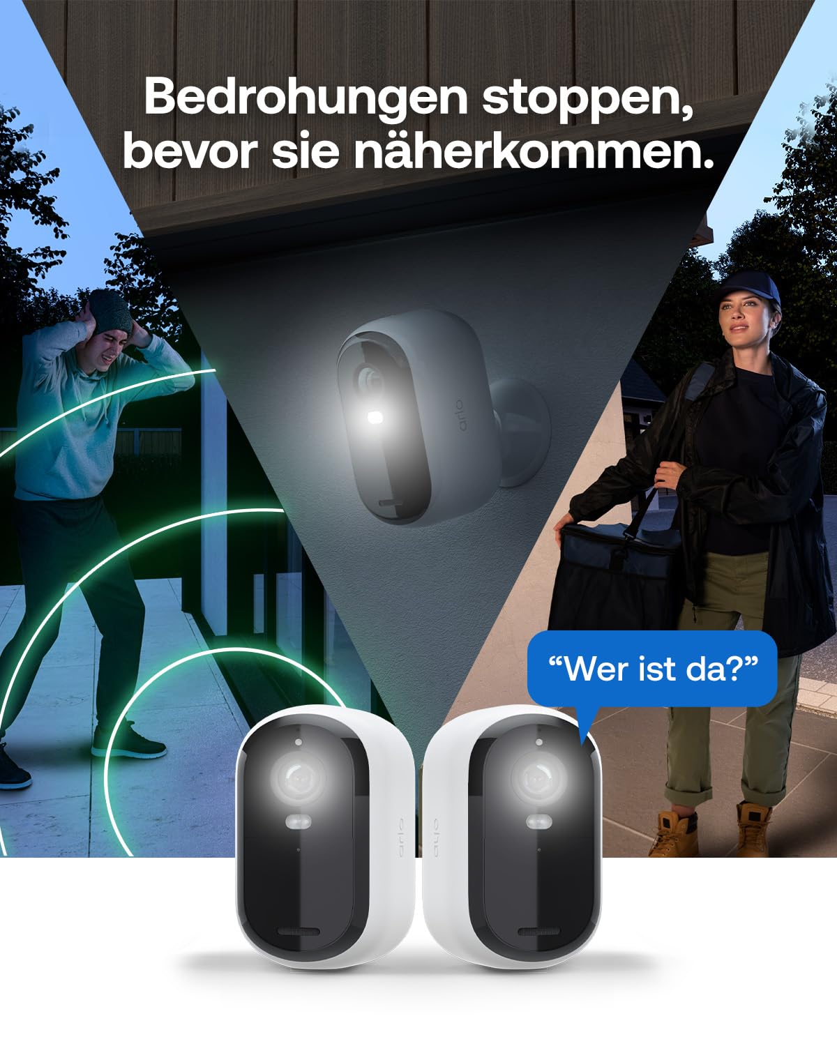 Arlo Essential 3 HD Akku Überwachungskamera Aussen WLAN, Kabellos, 1080p Video, Farbnachtsicht, Licht, Bewegungsmelder, Sirene, 2-Wege Audio, Smart Home + Arlo Secure Plan Testzeitraum, 2er Set 5