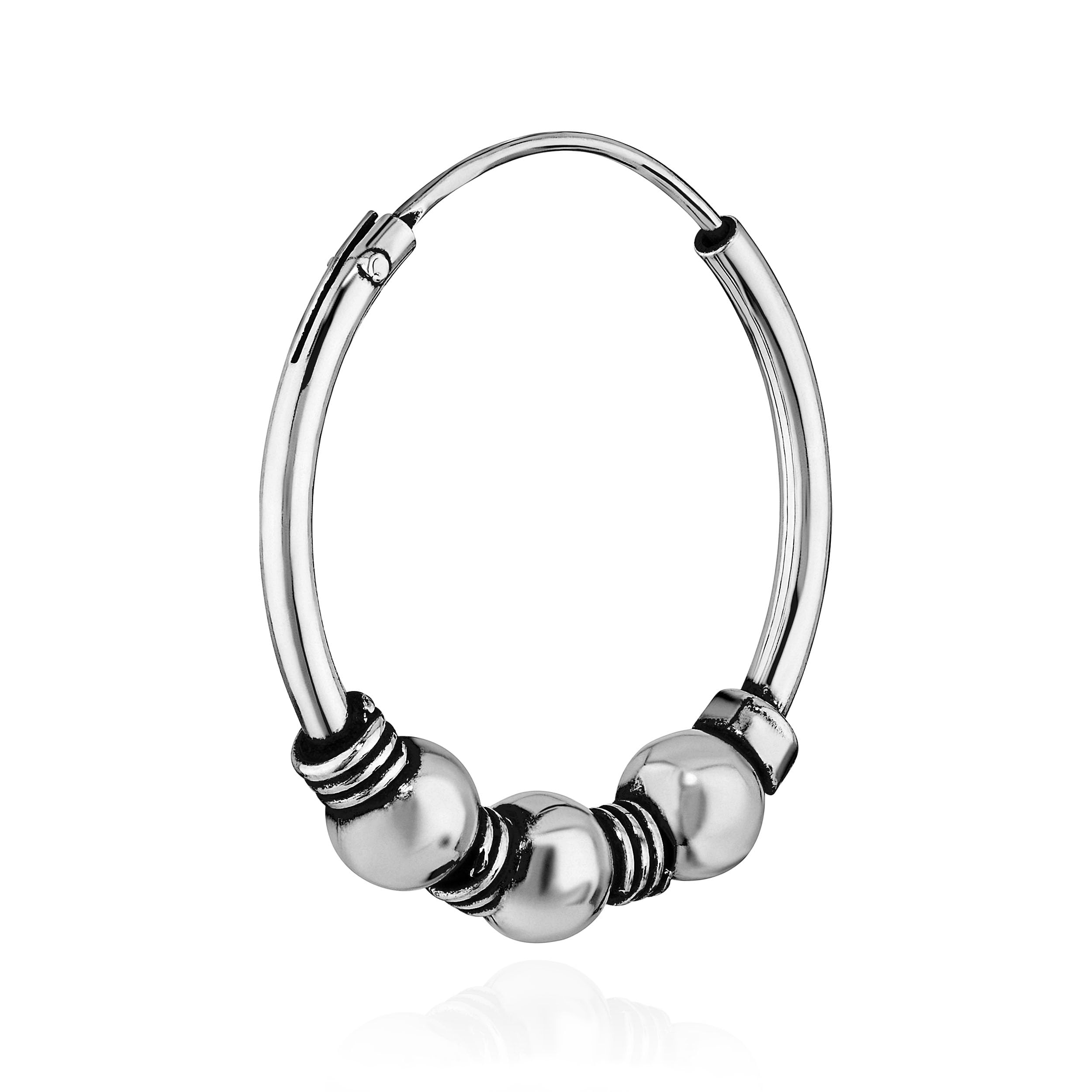 Nklaus 2x single Sterling Silver Celtic Gothic hoop earrings 20mm 40