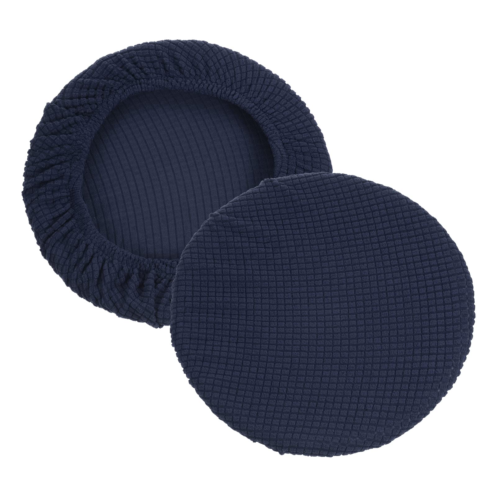 PATIKIL 11" Round Bar Stool Cover, 2 Pack Washable Elastic Stool Cushion Cover for Diameter 11"-16" Chair, Navy blue