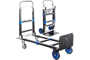Leomru Pro 2 in 1 Aluminium Hand Truck Dolly 660lbs Capacity, Heavy Duty Convertible Hand Truck W/Pneumatic Wheels, Foldable Dolly Cart Collapsible Dolly for Moving with Retractable Handle