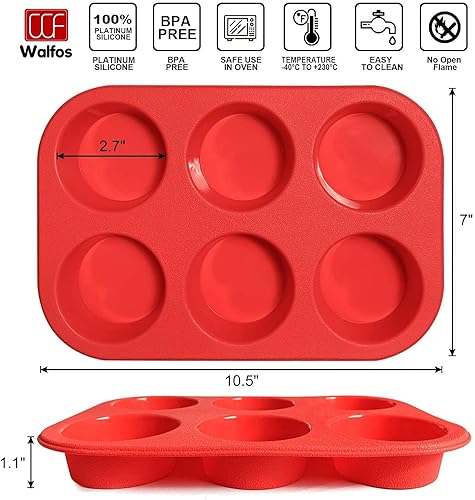 Walfos Silicone Muffin Pan Cup Non-Stick Cupcake Pan for