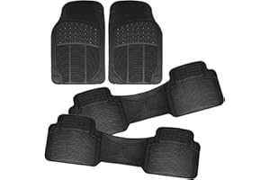 Vaygway 4 Piece Heavy Duty Set - 3 Row Vehicle All Weather Black Trimmable Universal Fit Rubber Floor Mats for Car Truck Van SUV