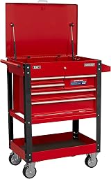 Sealey Heavy Duty 5 Drawer Tool Parts Trolley Lockable Top Mobile Workshop view 3