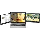 Ficihp Triple Screen Laptop Monitor, 12’’ Portable Monitor for Laptop 1080P FHD IPS 4 Speakers, Type-C/HDMI/USB-A Plug-Play L