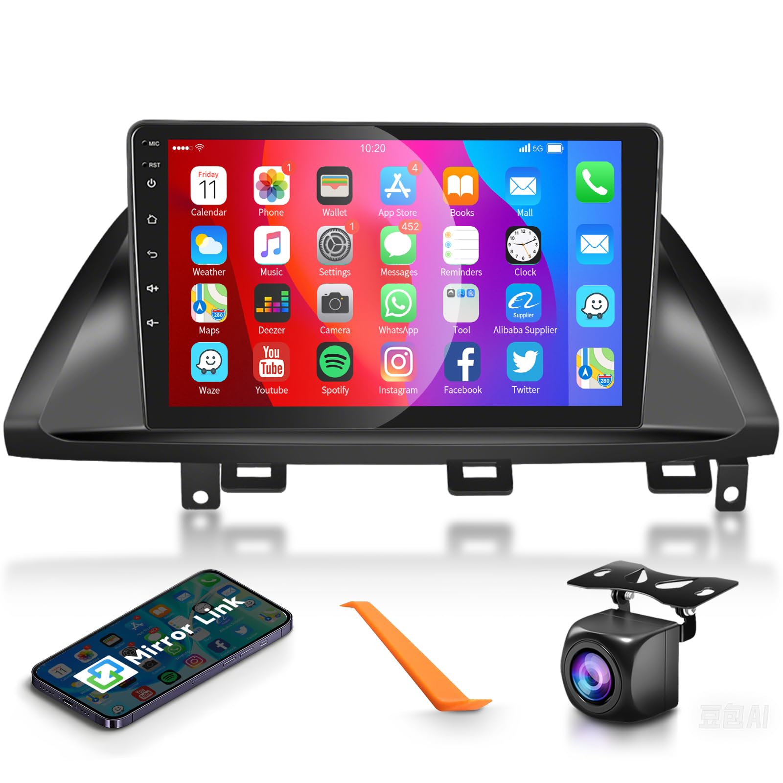 Photo 1 of for Honda Odyssey 2005 2006 2007 2008 2009 2010 Android Car Stereo Radio 10.1 Inch HD Touchscreen Car Audio Support Mirror Link WiFi GPS Navigation Bluetooth FM/RDS Radio HD Backup Camera