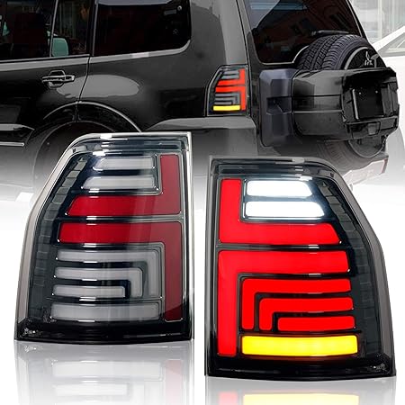 Amazon Yuanzheng 三菱パジェロテールランプ 全led 流れるウインカー オープニング演出機能搭載 スモーク06 適用 For Mitsubishi Pajero Taillights ブレーキ テールランプ 車 バイク
