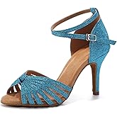 YKXLM Latin Dance Shoes for Women Ballroom Salsa Tango Professional Performance Practice Dancer Beginner