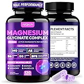 Magnesium Glycinate Complex 1150mg - Gentle on Stomach High Absorption Magnesium Capsules with Citrate, Silica, Ashwagandha & Vitamin B6 for Zzz, Stress Relief, Muscle Support for Adults, Women & Men