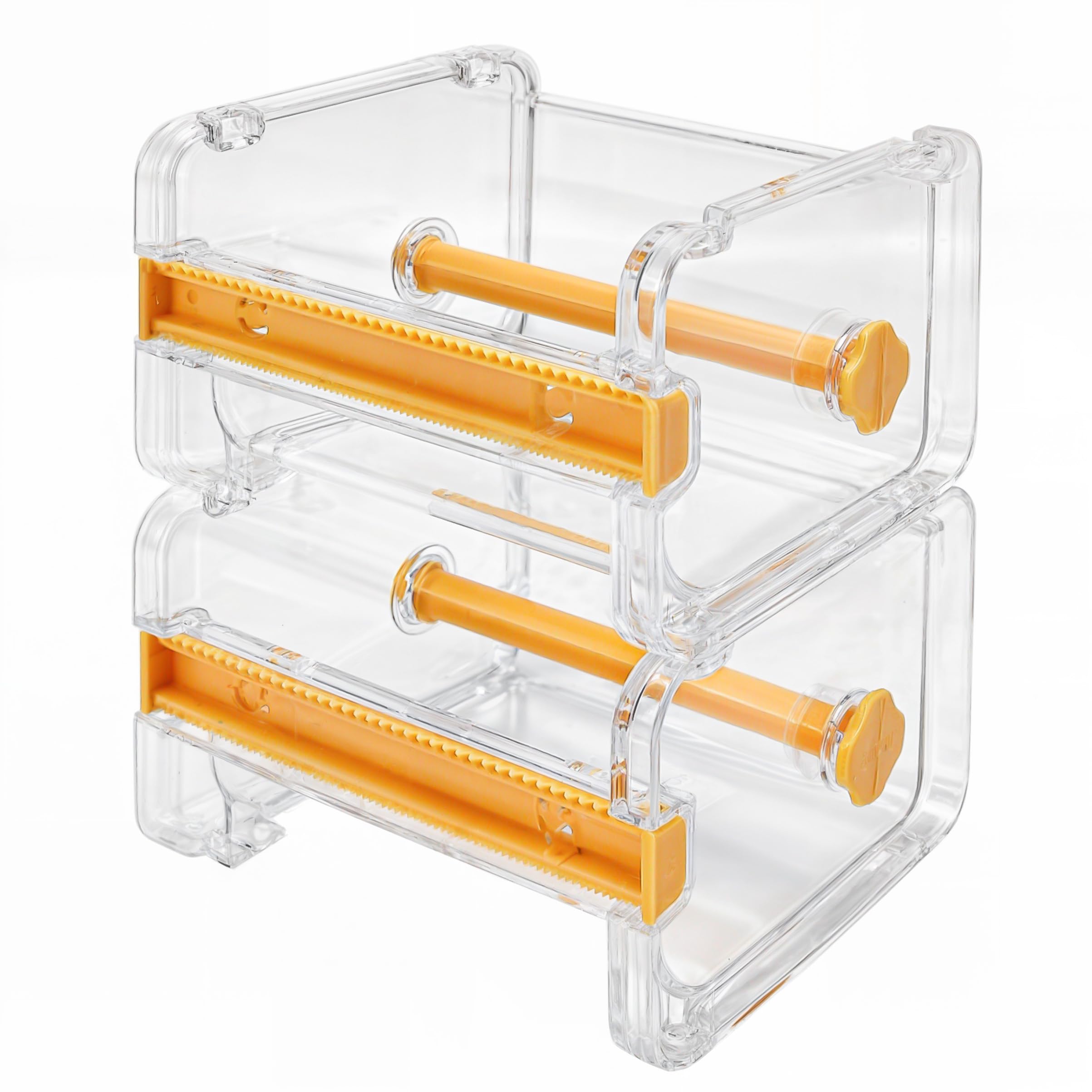 Photo 1 of 2 Pack Washi Tape Dispenser with Cutter, Transparent Roll Tape Holder Organizer, Desktop Multi Washi Masking Tape Storage Box, DIY Sticker Roll Holder (Not Include Masking Tape) for School and Office