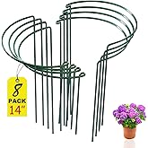 WooWellGoGoGo 8 Pack Snake Plant Support Stakes - Rust-Proof Half Round Peony Stakes and Supports - Ideal for Hydrangeas, Dahlias, ZZ, and More - Indoor and Outdoor Potted Plant Support and Stakes