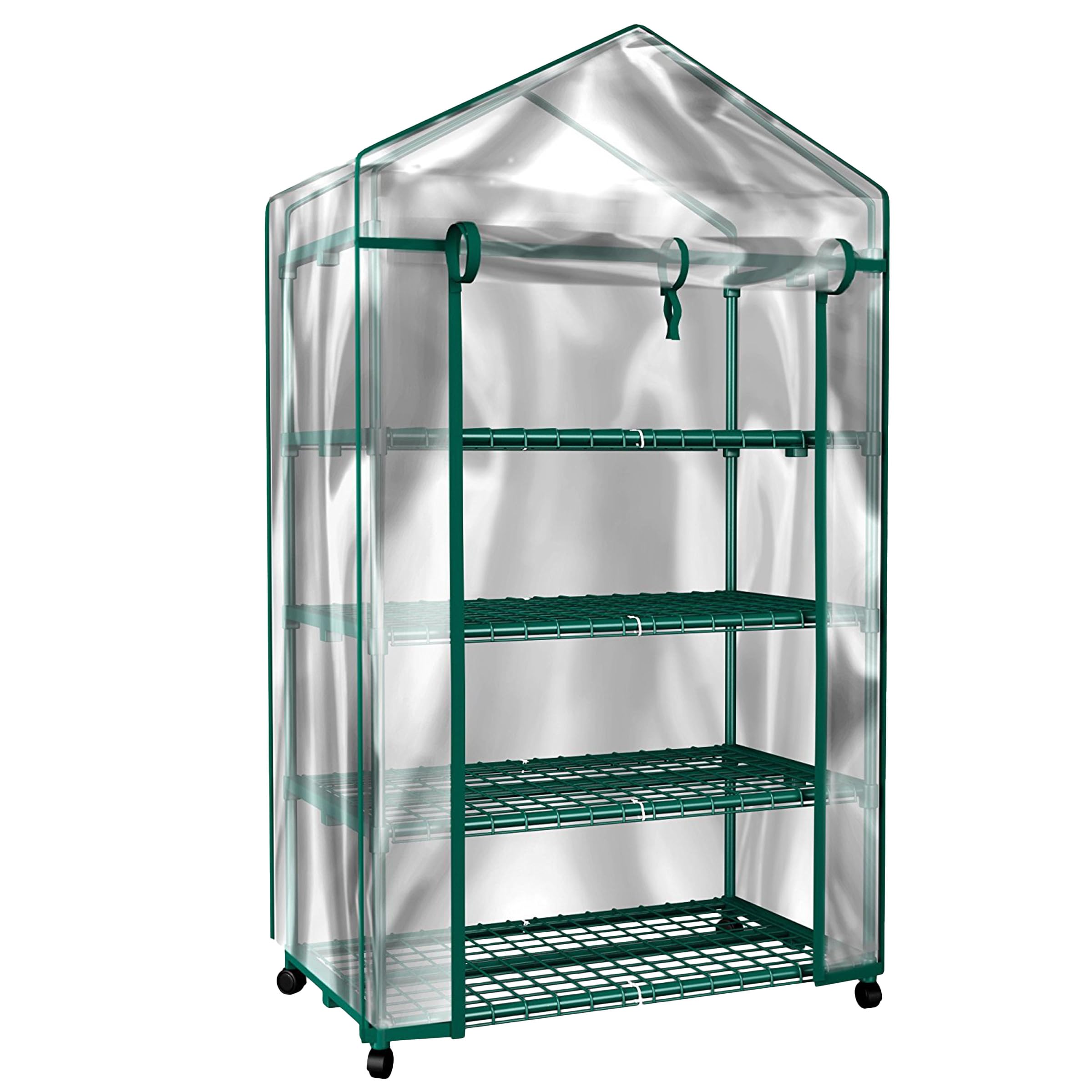 Photo 1 of (missing cover tarp) 4 Tier Mini Greenhouse - Portable Greenhouse with Locking Wheels and PVC Cover for Indoor or Outdoor - 27 x 19 x 63-Inch Green House by Pure Garden