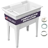 32&rdquo; Utility Sinks for Laundry Room, Garage, Garden, Basement - White | Indoor and Outdoor Use, 26 Gal Capacity, No Faucet Included, Rust Proof, Adjustable Legs
