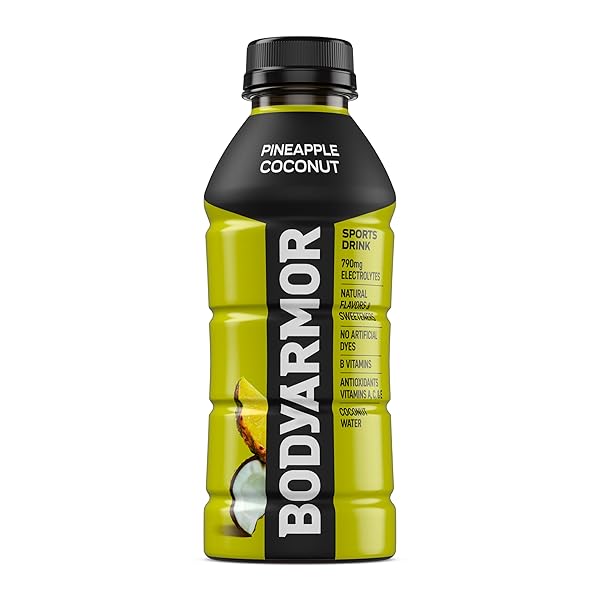 BODYARMOR SPORTS DRINK SPORTS BEVERAGE, PINEAPPLE COCONUT, COCONUT WATER HYDRATION, NATURAL FLAVORS WITH VITAMINS, POTASSIUM-PACKED ELECTROLYTES, PERFECT FOR ATHLETES, 16 FL OZ (PACK OF 12)