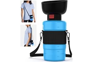 SwSun Portable Dog Water Bottle with a Foldable Bowl 2-in-1 Design, Leak-Proof Dog Water Bowl Dispenser Suitable for Outdoor Dog Walking, Hiking, and Traveling. BPA Free, 28oz Blue